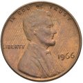США 1 цент 1966 год - Авраам Линкольн (без отметки МД)