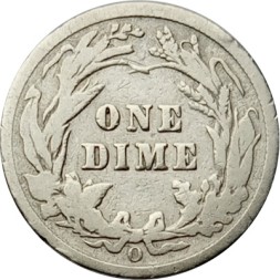 США 1 дайм (10 центов) 1909 год - Barber Dime (O)