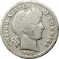 США 1 дайм (10 центов) 1909 год - Barber Dime (O)