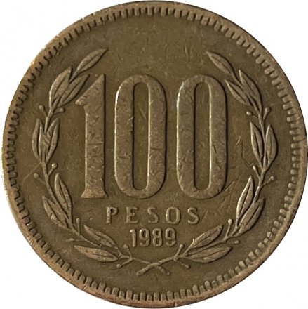 Чили 100 песо 1989 год