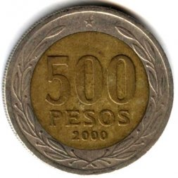 Чили 500 песо 2000 год