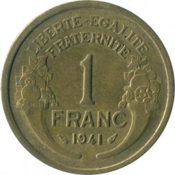 Франция 1 франк 1941 год