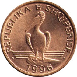 Албания 1 лек 1996 год - Кудрявый пеликан