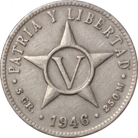 Куба 5 сентаво 1946 год