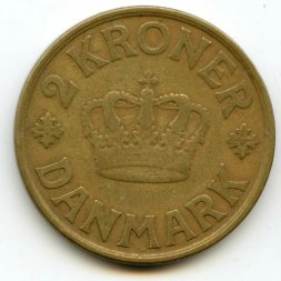 Дания 2 кроны 1925 год - Король Кристиан X