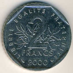 Франция 2 франка 2000 год