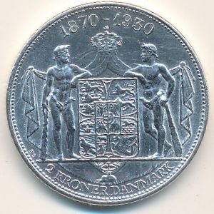 Дания 2 кроны 1930 год - 60-летие Короля Кристиана X