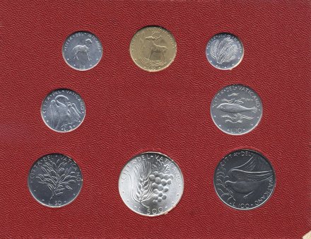 Набор из 8 монет Ватикана 1973 года - Папа Павел VI