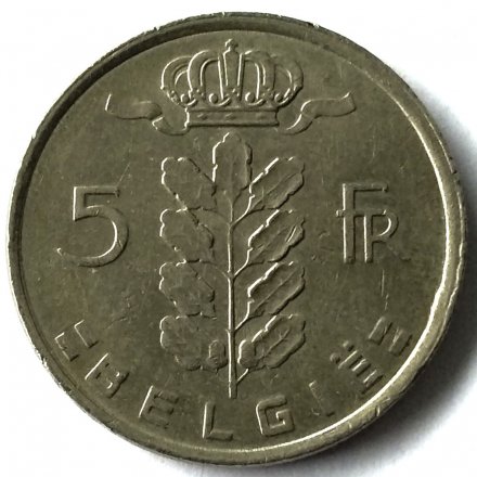 Бельгия 5 франков 1979 год BELGIE