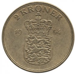 Дания 2 кроны 1954 год - Король Фредерик IX