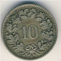 Швейцария 10 раппенов 1876 год