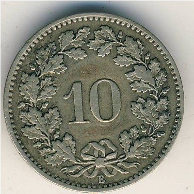 Швейцария 10 раппенов 1876 год
