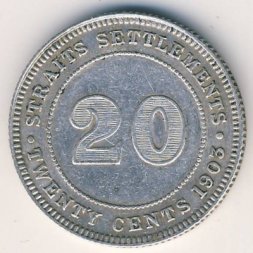 Стрейтс-Сетлментс 20 центов 1903 год