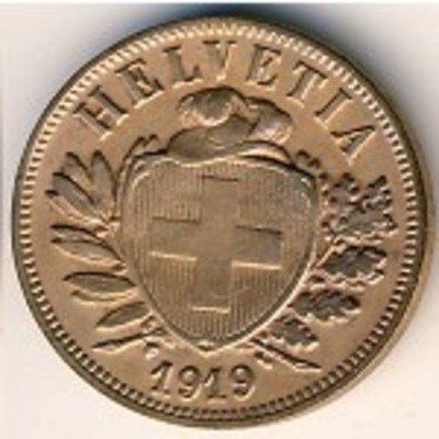 Швейцария 2 раппена 1919 год