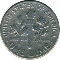 США 1 дайм (10 центов) 1974 год - Франклин Рузвельт (без отметки МД)