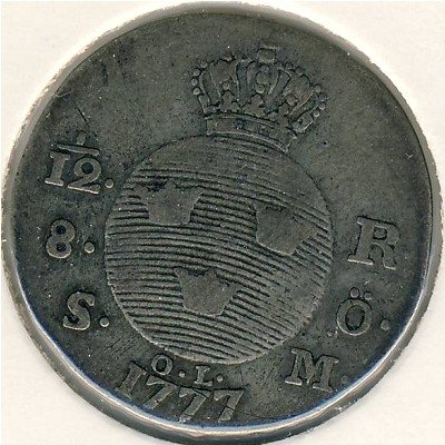 Швеция 1/12 риксдалера 1777 год