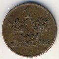 Швеция 1 эре 1942 год - Король Густав V (бронза)