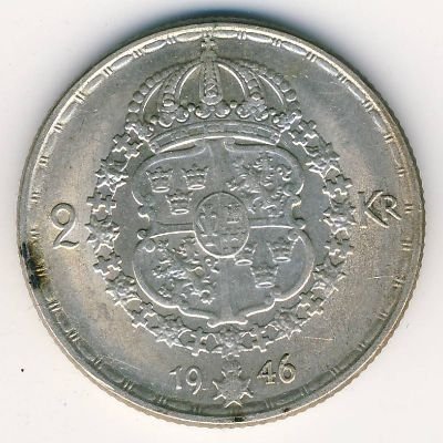 Швеция 2 кроны 1946 год