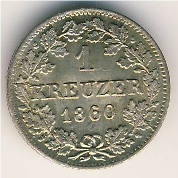Бавария 1 крейцер 1860 год