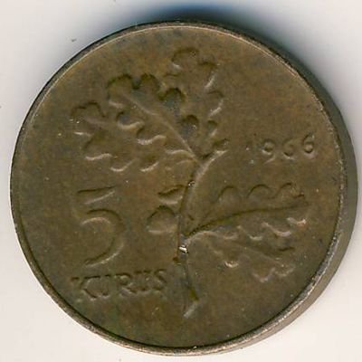 Турция 5 куруш 1966 год