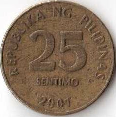 Филиппины 25 сентимо 2001 год