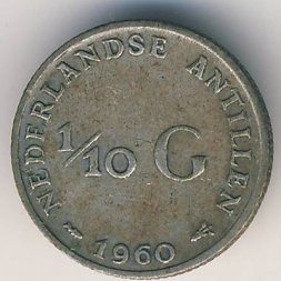 Антильские острова 1/10 гульдена 1960 год