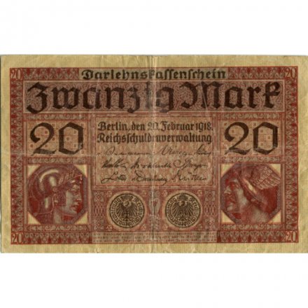 Германия 20 марок 1918 год - F