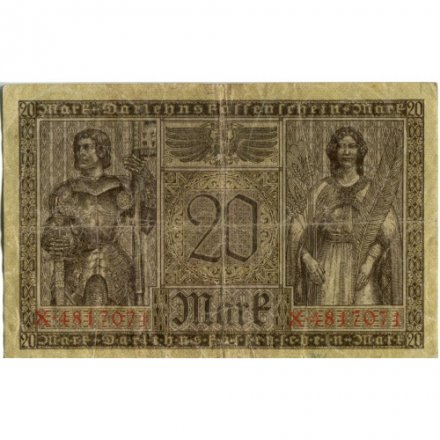 Германия 20 марок 1918 год - F
