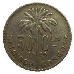 Бельгийское Конго 50 сентим 1926 год DER BELGEN