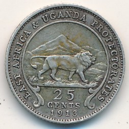 Восточная Африка 25 центов 1913 год