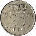 Нидерланды 25 центов 1965 год - Королева Юлиана