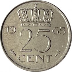 Нидерланды 25 центов 1965 год - Королева Юлиана
