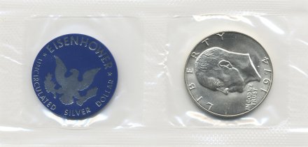 США 1 доллар 1974 год - Эйзенхауэр (S) (в запайке с жетоном)