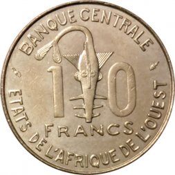 Западная Африка 10 франков 1980 год