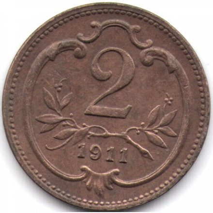 Австрия 2 геллера 1911 год