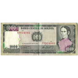 Боливия 1000 песо боливиано 1982 год - VF