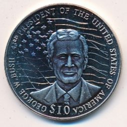 Либерия 10 долларов 2002 год