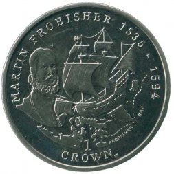 Остров Мэн 1 крона 2001 год - Мореплаватели - Мартин Фробишер