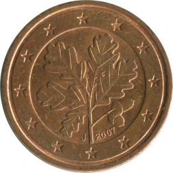 Германия 2 евроцента 2007 год (J)