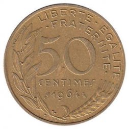 Франция 50 сантимов 1964 год