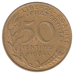 Франция 50 сантимов 1964 год