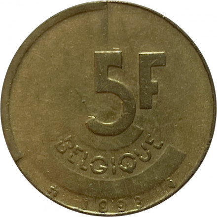 Бельгия 5 франков 1993 год BELGIQUE