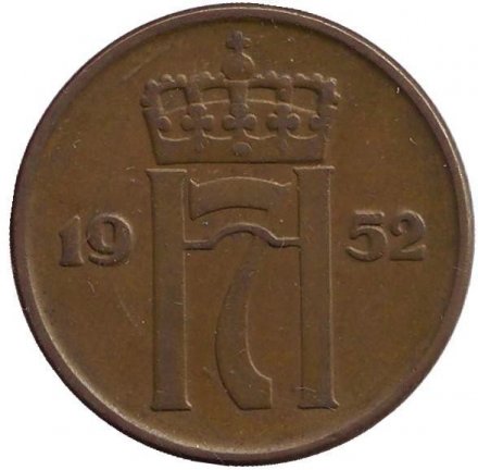 Норвегия 5 эре 1952 год - Король Хокон VI (новый тип)