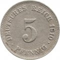 Германия 5 пфеннигов 1910 год (G)