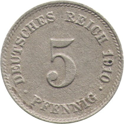 Германия 5 пфеннигов 1910 год (G)