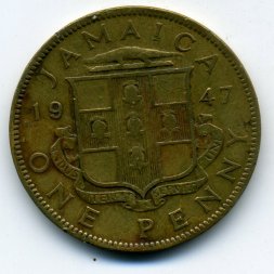 Ямайка 1 пенни 1947 год - Король Георг VI