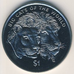 Сьерра-Леоне 1 доллар 2001 год - Большие кошки мира. Львы