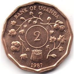 Уганда 2 шиллинга 1987 год Флора