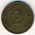 Веймарская республика 2 рентенпфеннига 1923 год (G)