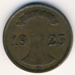 Веймарская республика 2 рентенпфеннига 1923 год (G)